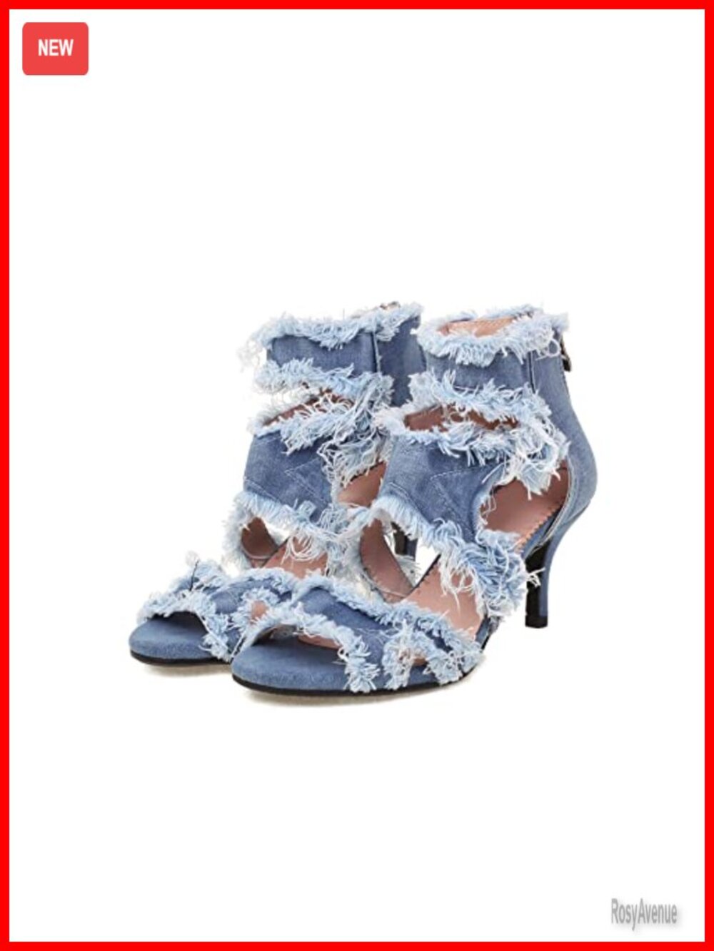 Denim High Heeled Sandals Open Toe Ankle Strap Stiletto